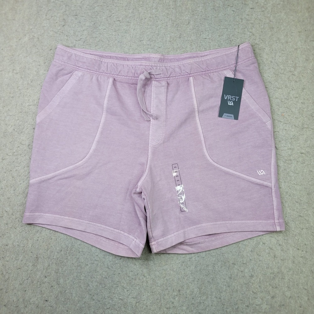 VRST Twill Terry Shorts Mens 2XL Purple Drawstrings Athletic‎ Stretch NEW